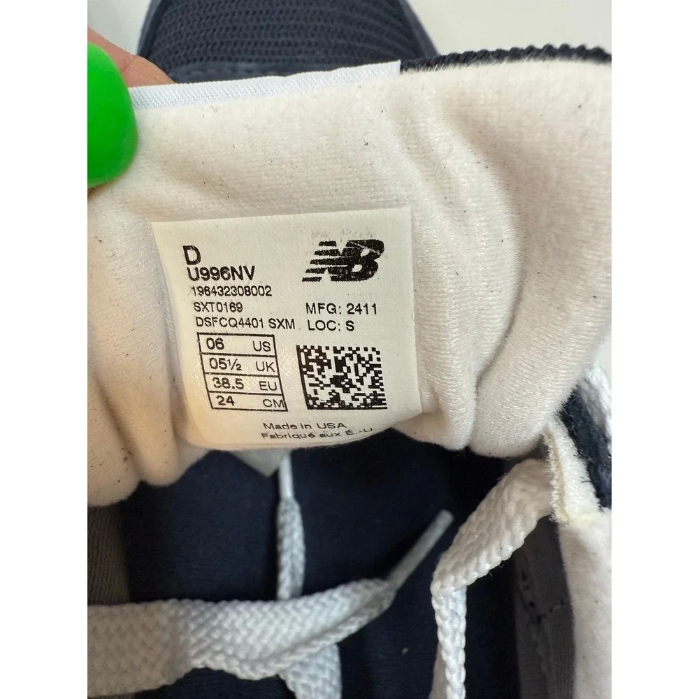 New Balance 996 Made USA Navy Blue Suede Mesh Sneakers Youth 6 Womens 7.5 New